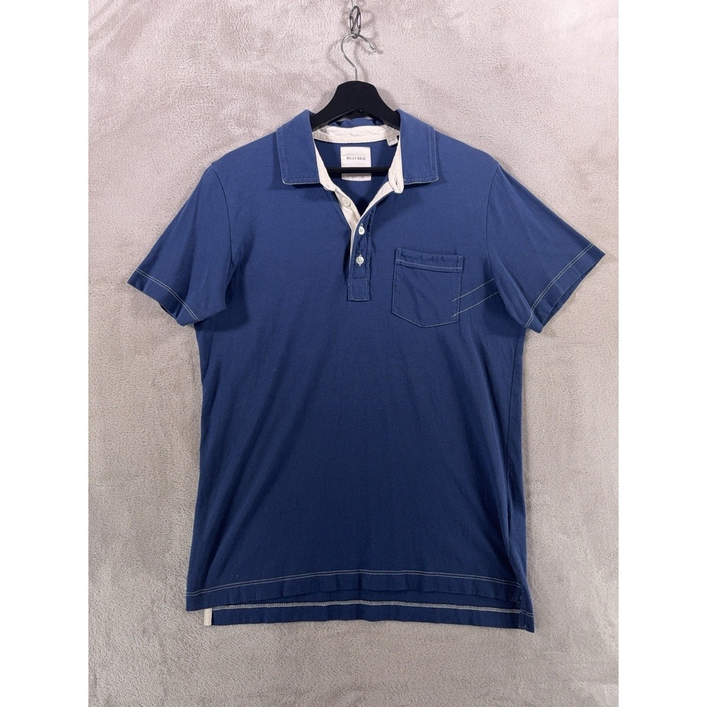 Billy Reid Pensacola Polo Shirt Mens Medium Blue Short Sleeve Cotton Casual